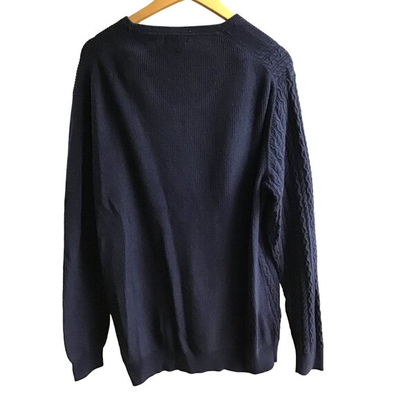 ALFANI- MENS LONG SLEEVE CREW NECK BLUE SWEATER 100% COTTON SIZE LARGE - Picture 2 of 7